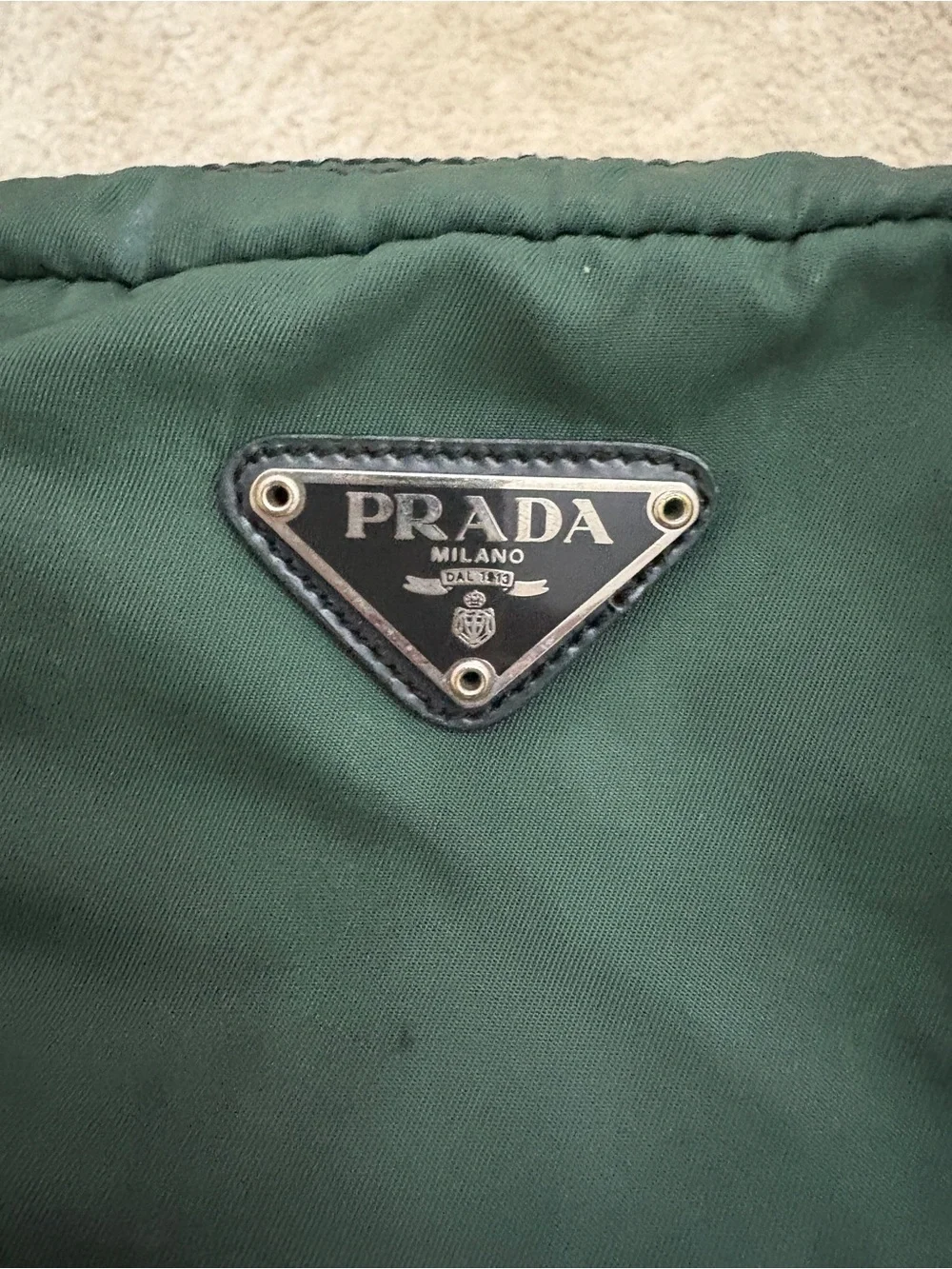 Prada Dark Green Nylon Cosmetic Pouch